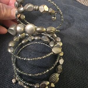 Elegant Silver Beaded Bracelet Set